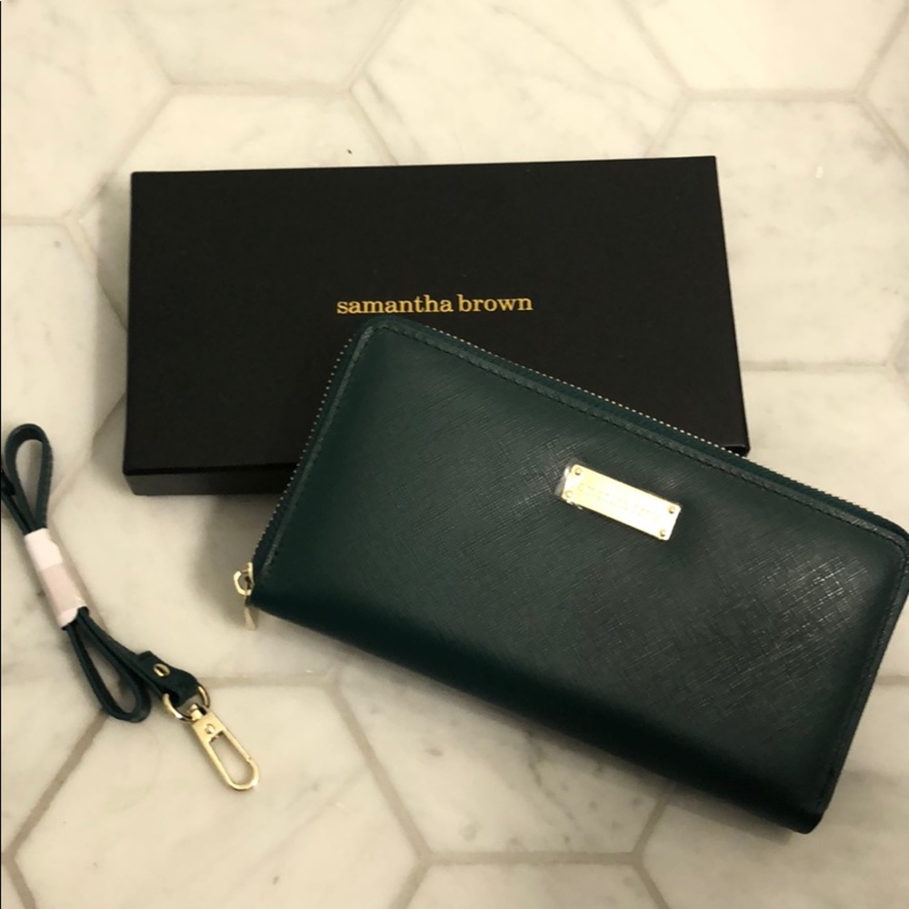 Samantha Brown leather zip-around wallet - green